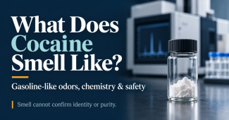     What does cocaine smell like? Laboratory illustration explaining odor and identification limitations.