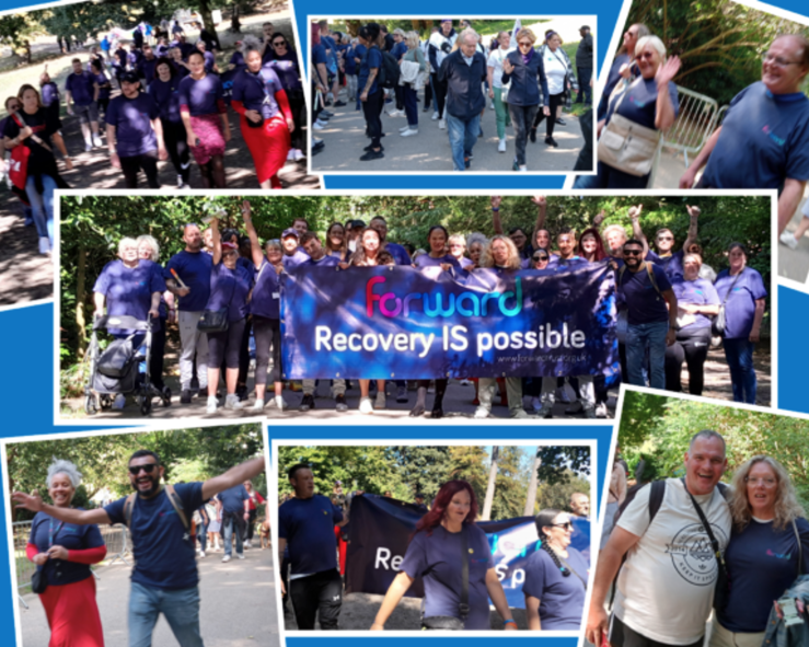 A group photo of 'Forward - Recovery IS Possible' walk. 